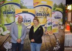 J.F. Gamelin and Denise Everett with Okanagan Specialty Fruits proudly talk about the company's newest apple variety: Granny Smith. In addition to Arctic Golden, Arctic Granny is now available.